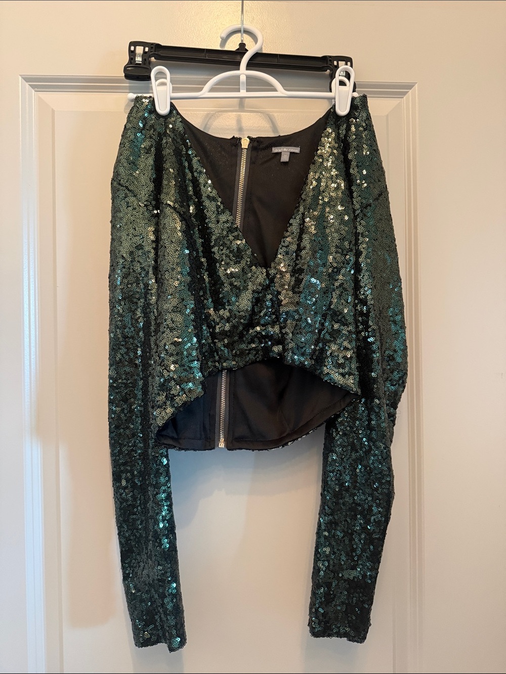Emerald Green Sequin Cropped Top